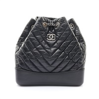 CHANEL 香奈兒 Gabrielle 後背包 黑色 牛皮 銀扣 無卡 A94485