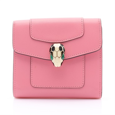 BVLGARI 寶格麗 Serpenti Forever 三折 扣式短夾 粉色 牛皮 287165