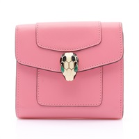 BVLGARI 寶格麗 Serpenti Forever 三折 扣式短夾 粉色 牛皮 287165