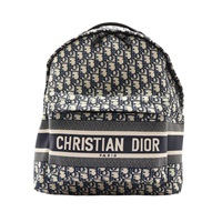 DIOR 迪奧 Travel 後背包 藍/米/黑色 Oblique緹花帆布 M6104STZQ
