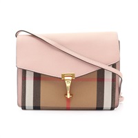 BURBERRY 巴寶莉 肩背包 棕色格紋帆布 粉色 牛皮 3997187