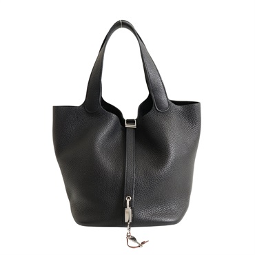 HERMES 愛馬仕 Picotin Lock 22 手提包 黑色 TC牛皮 Z刻 銀扣 H060991CK