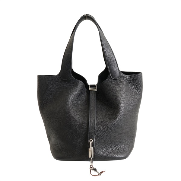 HERMES 愛馬仕 Picotin Lock 22 手提包 黑色 TC牛皮 Z刻 銀扣 H060991CK