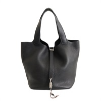 HERMES 愛馬仕 Picotin Lock 22 手提包 黑色 TC牛皮 Z刻 銀扣 H060991CK
