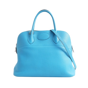 HERMES 愛馬仕 Bolide 35 柏莉包 兩用包 弗里達藍 Clemence牛皮 A刻 無鎖鑰組