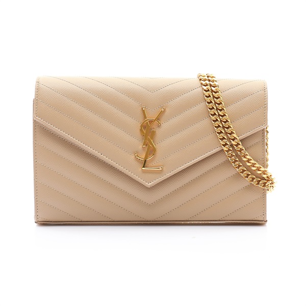 SAINT LAURENT YSL 聖羅蘭 Cassandre Woc 肩背包 淺褐色 牛皮 377828