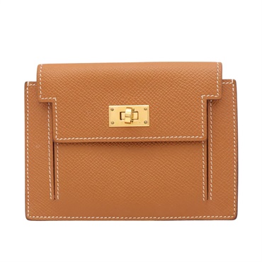 HERMES 愛馬仕 Kelly Pocket 零錢包 金棕色 Epsom牛皮 金扣 Y刻 H079001CC37
