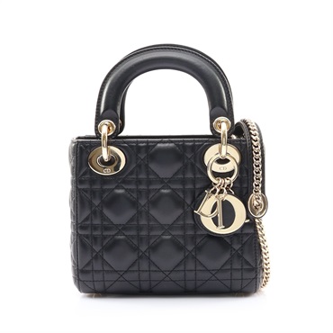 DIOR 迪奧 Lady Dior Mini 兩用包 黑色 羊皮 M0505ONGE