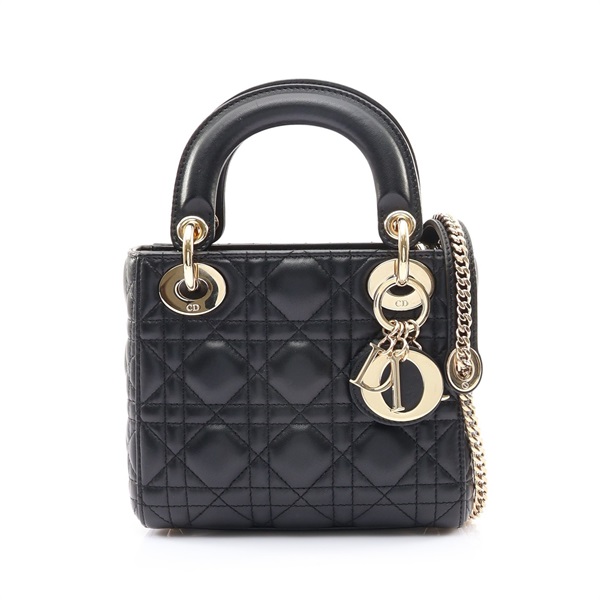 DIOR 迪奧 Lady Dior Mini 兩用包 黑色 羊皮 M0505ONGE
