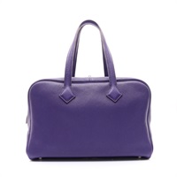 HERMES 愛馬仕 Victoria 35 肩背包 Iris 紫外光色 Togo 牛皮 口O刻 銀扣