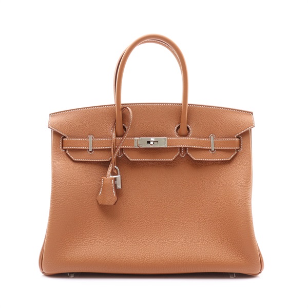 HERMES 愛馬仕 Birkin 35 柏金包 手提包 棕色 TC牛革 G刻 銀扣 H027767CK37
