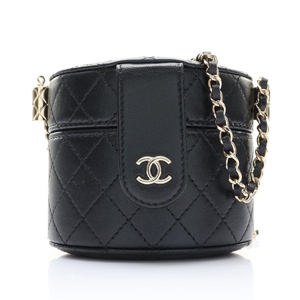 CHANEL 香奈兒 Small Vanity 鍊帶肩背包 黑色 牛皮 金扣 AP1573