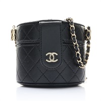 CHANEL 香奈兒 Small Vanity 鍊帶肩背包 黑色 牛皮 金扣 AP1573