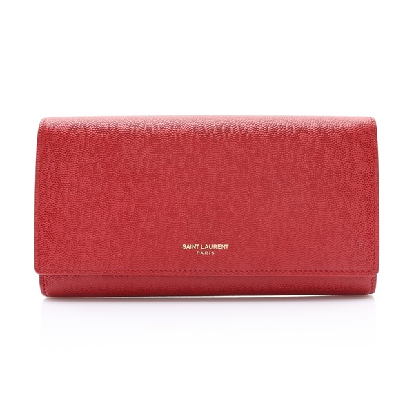 Saint Laurent 聖羅蘭 釦式長夾 紅色 牛皮 315861