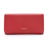 Saint Laurent 聖羅蘭 釦式長夾 紅色 牛皮 315861