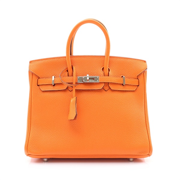 HERMES 愛馬仕 經典橘 Togo牛皮 Birkin 25 柏金包 手提包 口L刻 銀扣