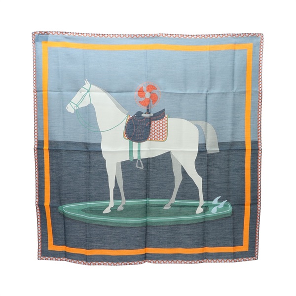 HERMES 愛馬仕 Surfing Fan Scarf 65 方巾 多色 絲綢 H283994T