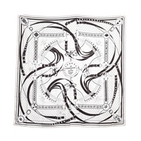 HERMES 愛馬仕 La Promenade du Matin Bandana 140 雙面方巾 黑/白/棕色 絲綢 H923986S 16