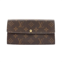 LOUIS VUITTON LV 路易威登 Sarah 扣式長夾 棕色 原花帆布 M61734