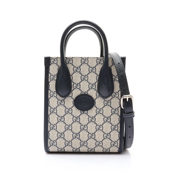 GUCCI 古馳 Interlocking G 兩用包 深藍色 帆布 671623