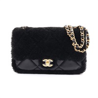 CHANEL 香奈兒 Furry Coco Flap 肩背包 黑色 羊皮 羊毛 AS5149